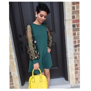 SHEIN Loose Dress With Embroidered Sleeves…